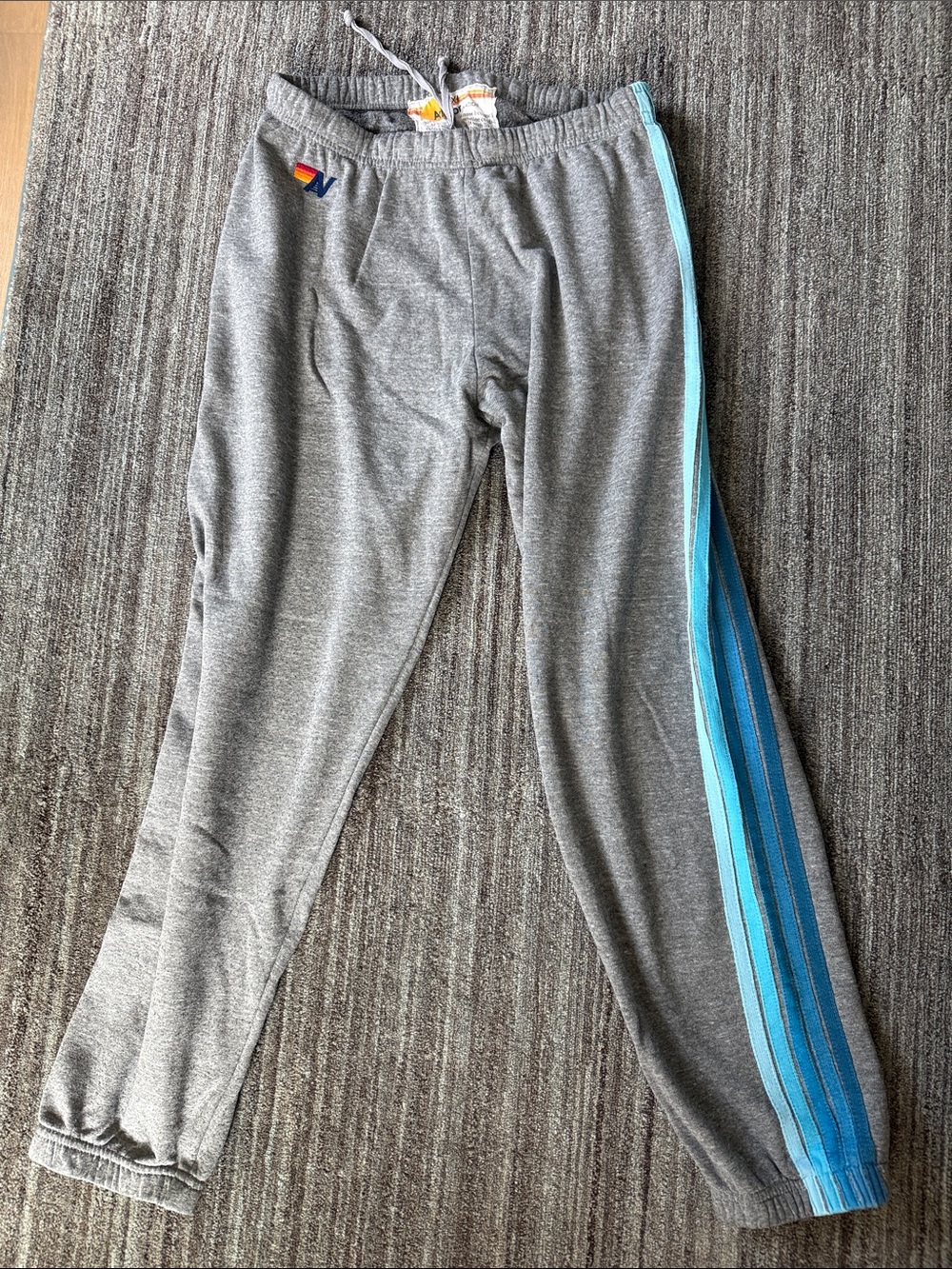 Aviator Nation light gray classic Blue Stripe sweatpants size XL